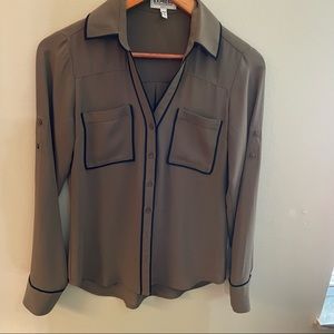 Express Olive Button Down Shirt